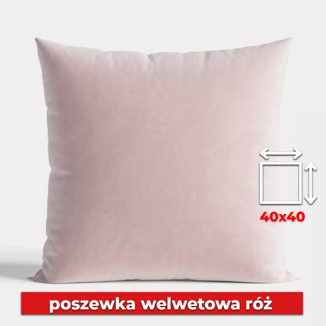 Poszewka Welwet 40x40 w kolorze Róż z zamkiem